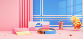 蓝色场景C4D多形