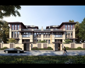 小区别墅洋房入口园林景观效果图