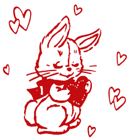 兔子 爱心 T恤  裁片 印花