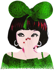 绿色  女孩 指甲 耳环