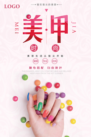 时尚美甲美容院宣传海报
