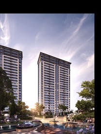 小区别墅洋房黄昏园林景观