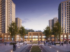 小区别墅洋房黄昏园林景观