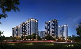 小区别墅洋房黄昏园林景观