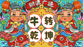 手绘牛年 国潮牛年