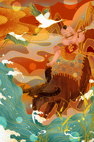 手绘牛年 国潮牛年