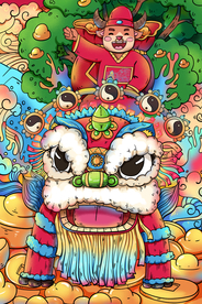 手绘牛年 国潮牛年