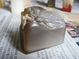 寿山石牛角冻蝉