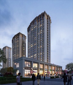 小区住宅别墅夜景