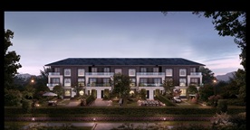 小区别墅洋房黄昏园林景观