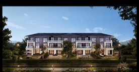 小区别墅洋房黄昏园林景观