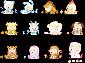 十二生肖复古插画素材