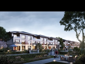 小区别墅洋房黄昏园林景观