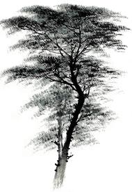 水墨古树