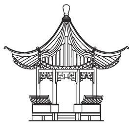 亭子 线稿 手绘