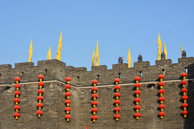 古建筑城楼大红灯笼