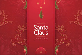 红色剪纸圣诞节海报