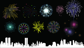 星光  烟花  城市  素材