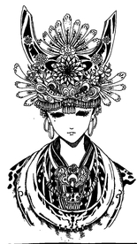 苗族少女 线稿