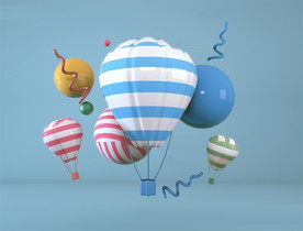 C4D简约大气热气球装饰元素