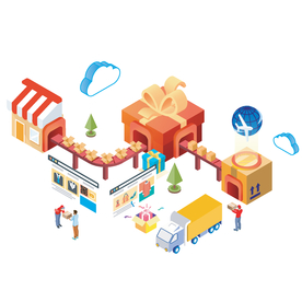 25D立体人物快递物流流程