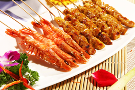 大虾串羊肉串
