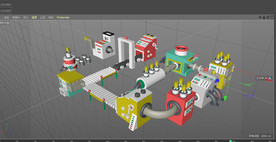 卡通工厂机械流水线C4D