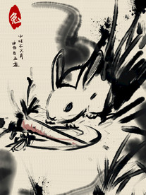 水墨动物印花图片