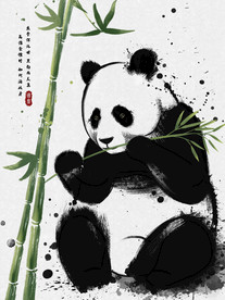 水墨动物印花图片