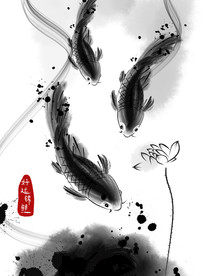 水墨动物印花图片