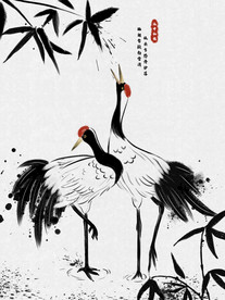 水墨动物印花图片