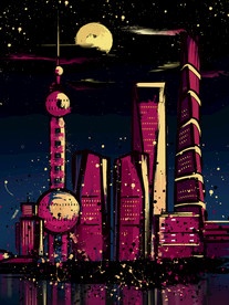 手绘现代建筑地标图片