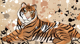 水墨动物印花图片