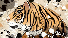 水墨动物印花图片