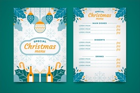 圣诞节主题菜单矢量模板