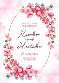 日式花卉婚礼请柬模板