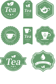 矢量清新简约茶叶标签圆标