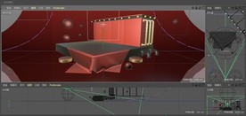 珊瑚红简约立体电商促销装饰台元