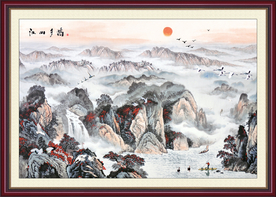 装饰画 民宿画 花开富贵 三联