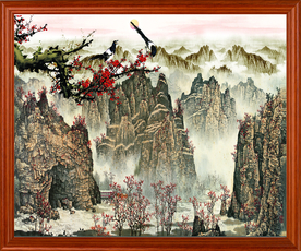 装饰画 民宿画 花开富贵 三联