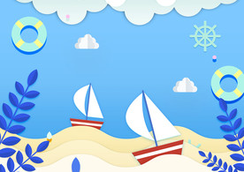 清爽小清剪纸风新静谧沙滩旅行