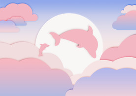 清爽小清剪纸风新静谧沙滩旅行