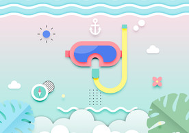 清爽小清剪纸风新静谧沙滩旅行