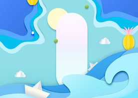 清爽小清剪纸风新静谧沙滩旅行