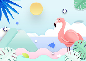 清爽小清剪纸风新静谧沙滩旅行