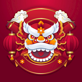 醒狮头牛年海报春节素材