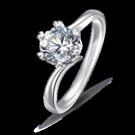 心形六爪钻石戒指,免抠元素装饰