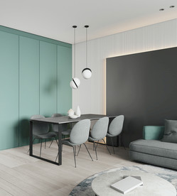 现代餐厅蓝绿色和灰色背景