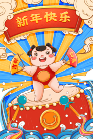 新年新春除夕海报牛年