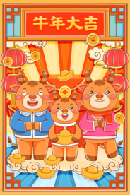 新年新春除夕海报牛年